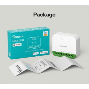 Sonoff MINI-2GS, MINI DUO - 2-х канальное реле для выключателей, Wi-Fi, Matter