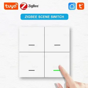 ZigBee выключатель беспроводной 4 кнопки, 12 сцен, Tuya, Smart Life