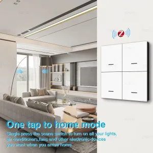 ZigBee выключатель беспроводной 4 кнопки, 12 сцен, Tuya, Smart Life