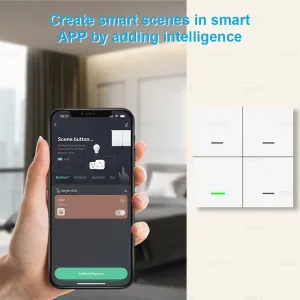 ZigBee выключатель беспроводной 4 кнопки, 12 сцен, Tuya, Smart Life