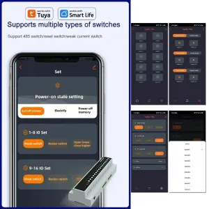 Контроллер PN16III на 16 каналов Wi-Fi + Zigbee 3.0 + LAN +RS485, сухие контакты, Tuya, Smart Life, Алиса, Google Home